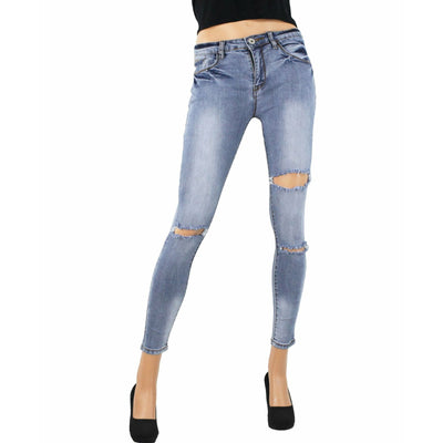 Jeans Strappato Slim Donna - 3638
